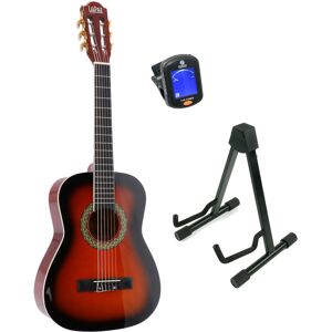 002 SB guitare classique taille 1/2 Sunburst avec stand et accordeur