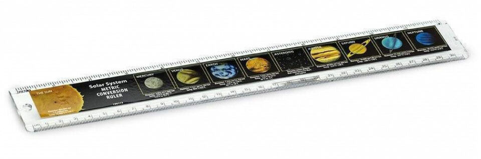 Safari lineaal Zonnestelsel 30 cm zwart/transparant - Zwart,Transparant