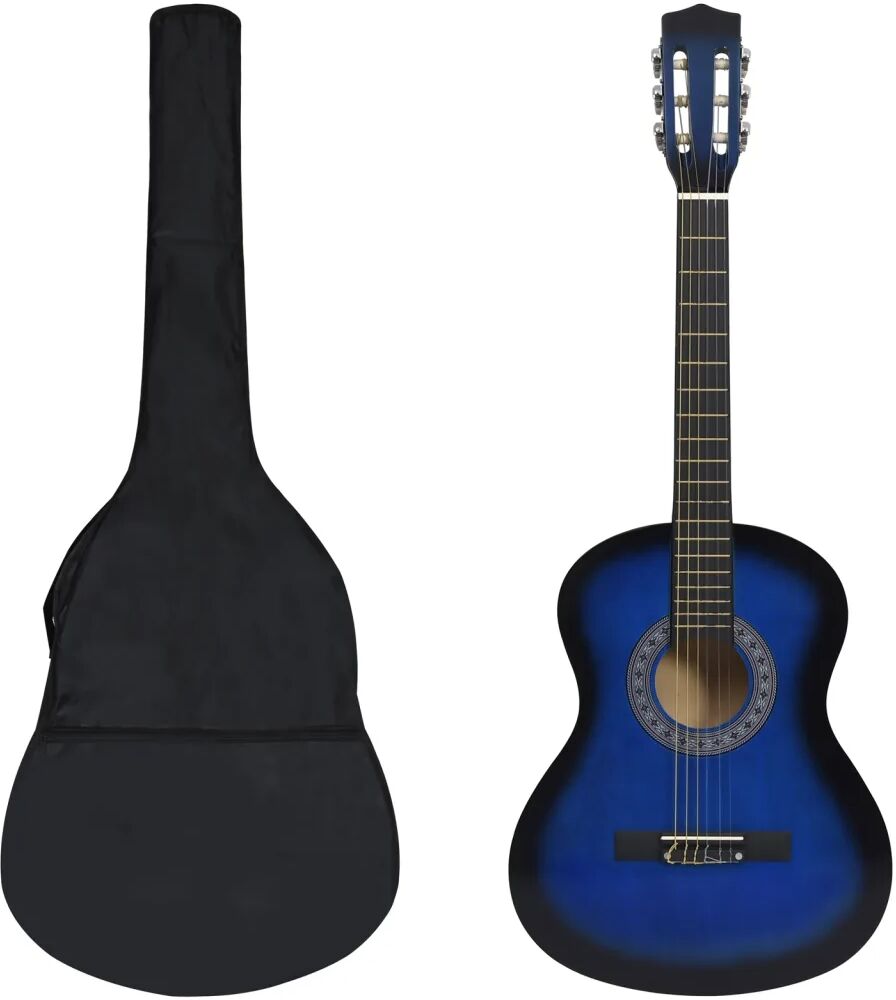 vidaXL Jeu de guitare classique d'enfant et débutant 8pcs Bleu 3/4 36"