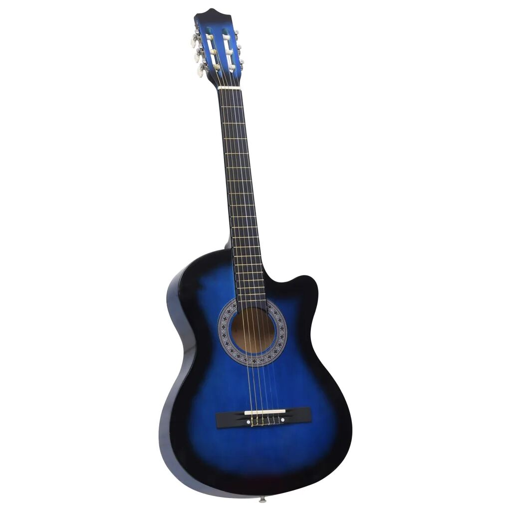 vidaXL Guitare acoustique pan coupé western 6 cordes Bleu ombré 38"