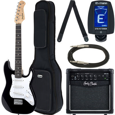 Harley Benton ST-Mini BK Bundle 2 High gloss black