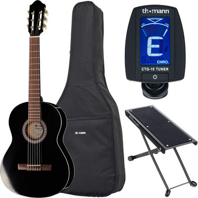 Thomann Classic Guitar 3/4 Blac Bundle Black