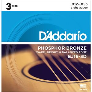 D'Addario A-Git.Saiten EJ16-3D 12-53 Phosphor Bronze 3er Set - Westerngitarrensaiten