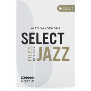 D'Addario Woodwinds Organic Sel. Jazz Filed Alt 2M, Medium, 10er-Packung - Blatt für Alt Saxophon