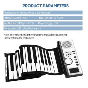 Tomtop Jms 61 Tasten Roll-Up-Klaviertastatur Tragbares Elektronisches Klavier Aus Weichem Silikon Mit Integriertem Lautsprecher-Lcd