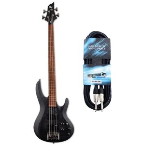 ESP E-Bass LTD B-204SM, Black Satin, Bundle, mit Klinkenkabel