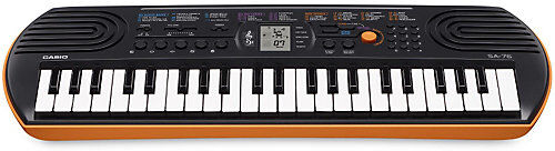 CASIO SA-76 Keyboard schwarz, Unterseite rot-orange, 44 Minitasten