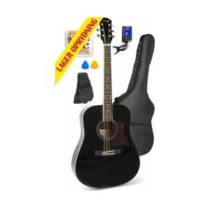 Western Guitar Pakke med taske, digital-tuner, plektre, rem og ekstra strengesæt