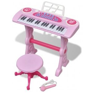 vidaXL Piano De Juguete De 37 Teclas Con Taburete/micrófono Para Niños (rosa)