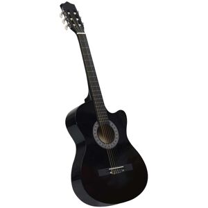 vidaXL Guitarra Clásica Western Cutaway con 6 cuerdas negra 38