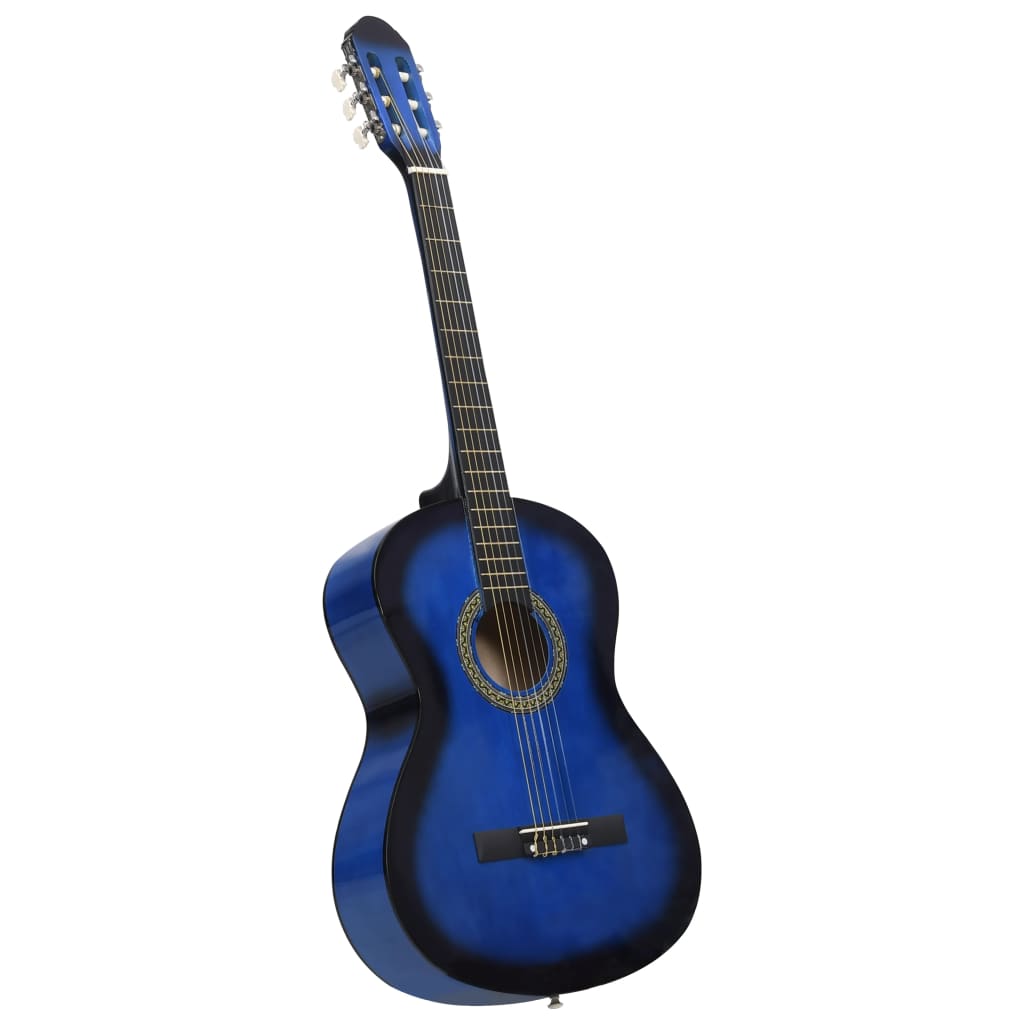 vidaXL Guitarra clásica para principiantes madera de tilo azul 4/4 39"