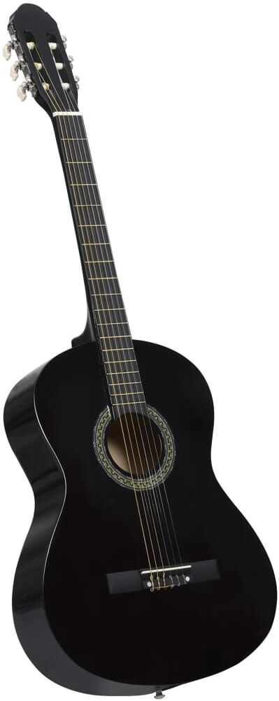 vidaXL Guitarra clásica para principiantes madera tilo negro 4/4 39"