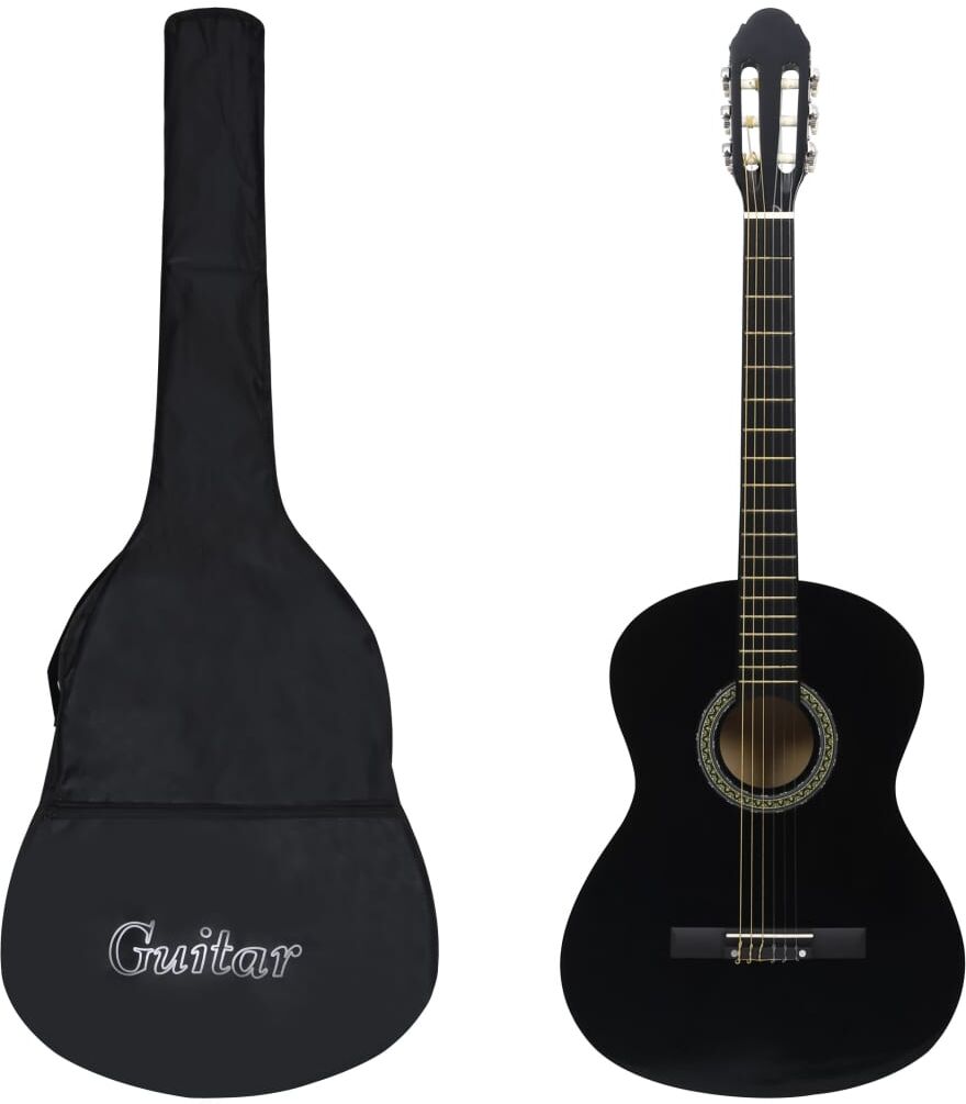 vidaXL Set de guitarra clásica para principiante 12 pzas negro 4/4 39"