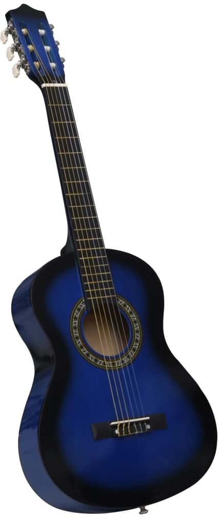 vidaXL Guitarra clásica para niños y principiantes azul 1/2 34"