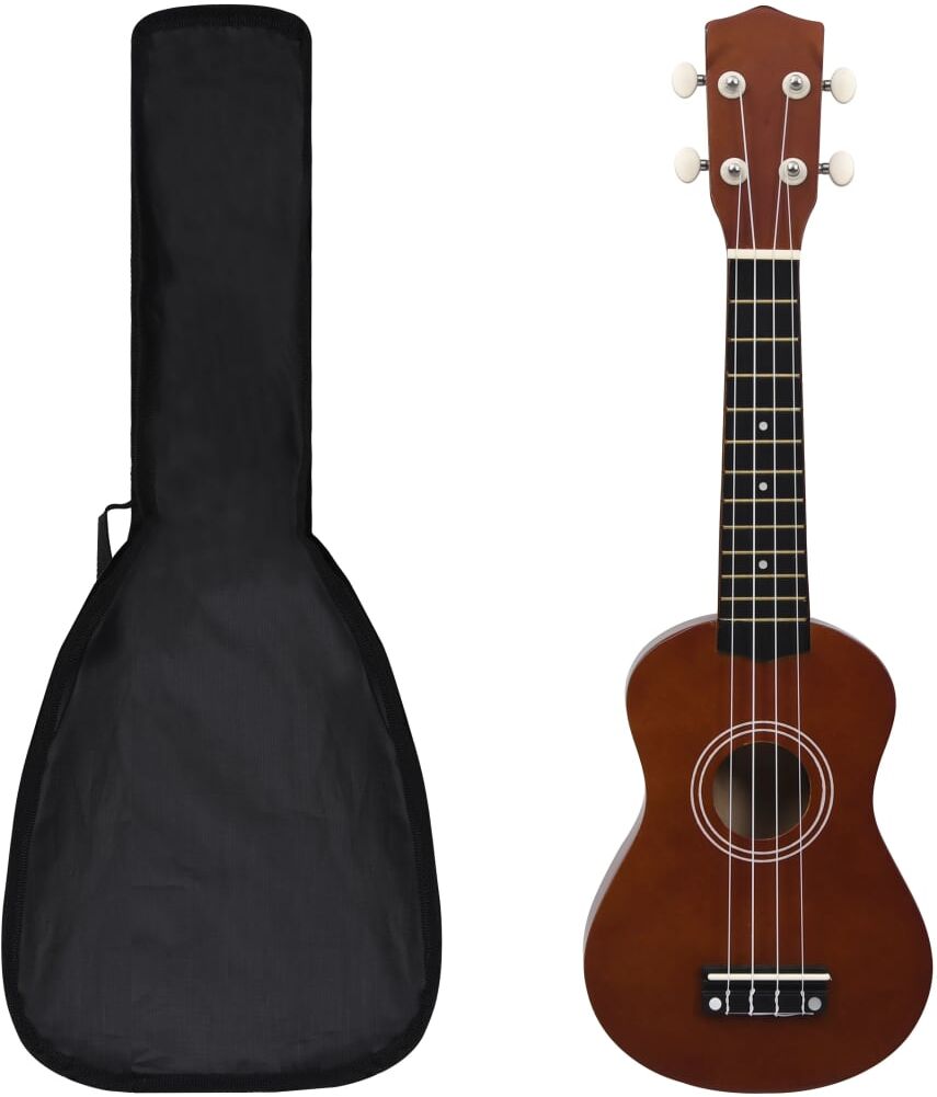 vidaXL Juego de ukelele soprano para niños con funda madera oscura 21"