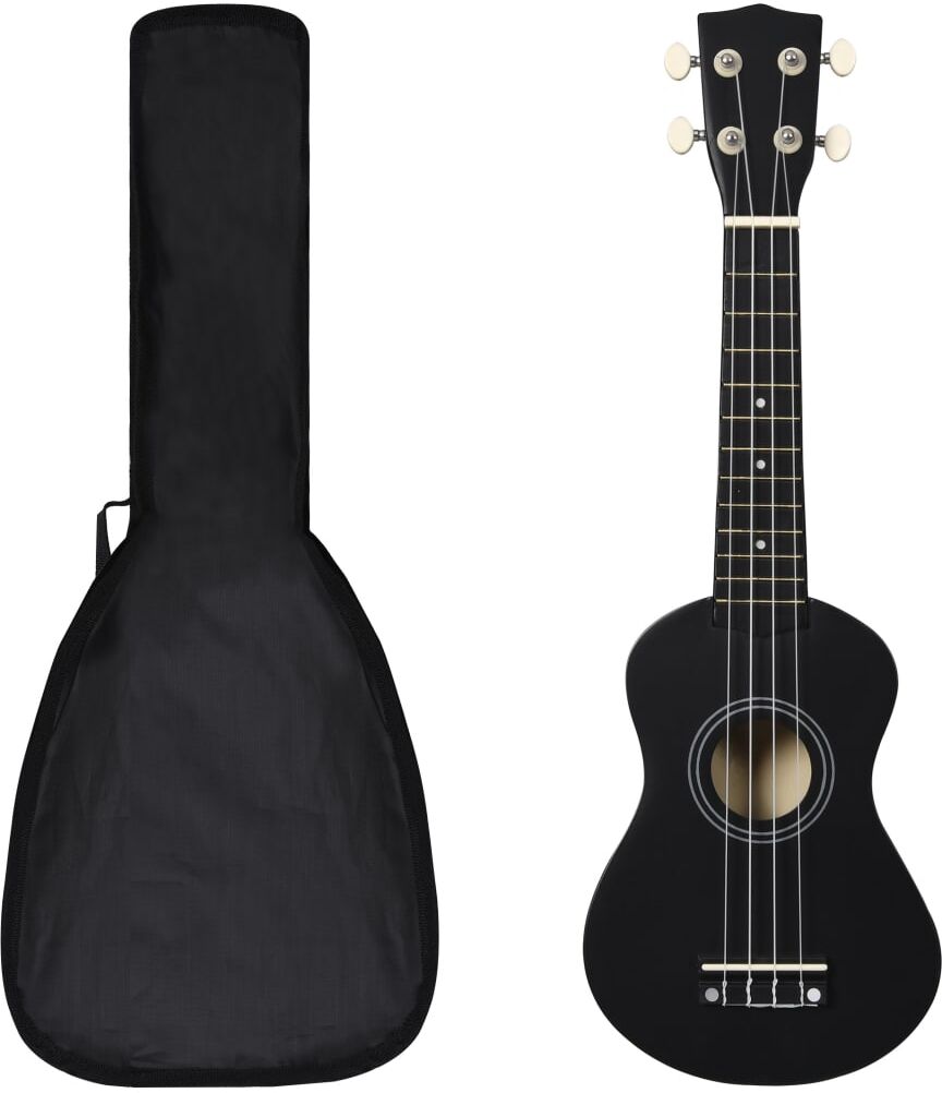 vidaXL Set de ukelele soprano con funda para niños negro 21"