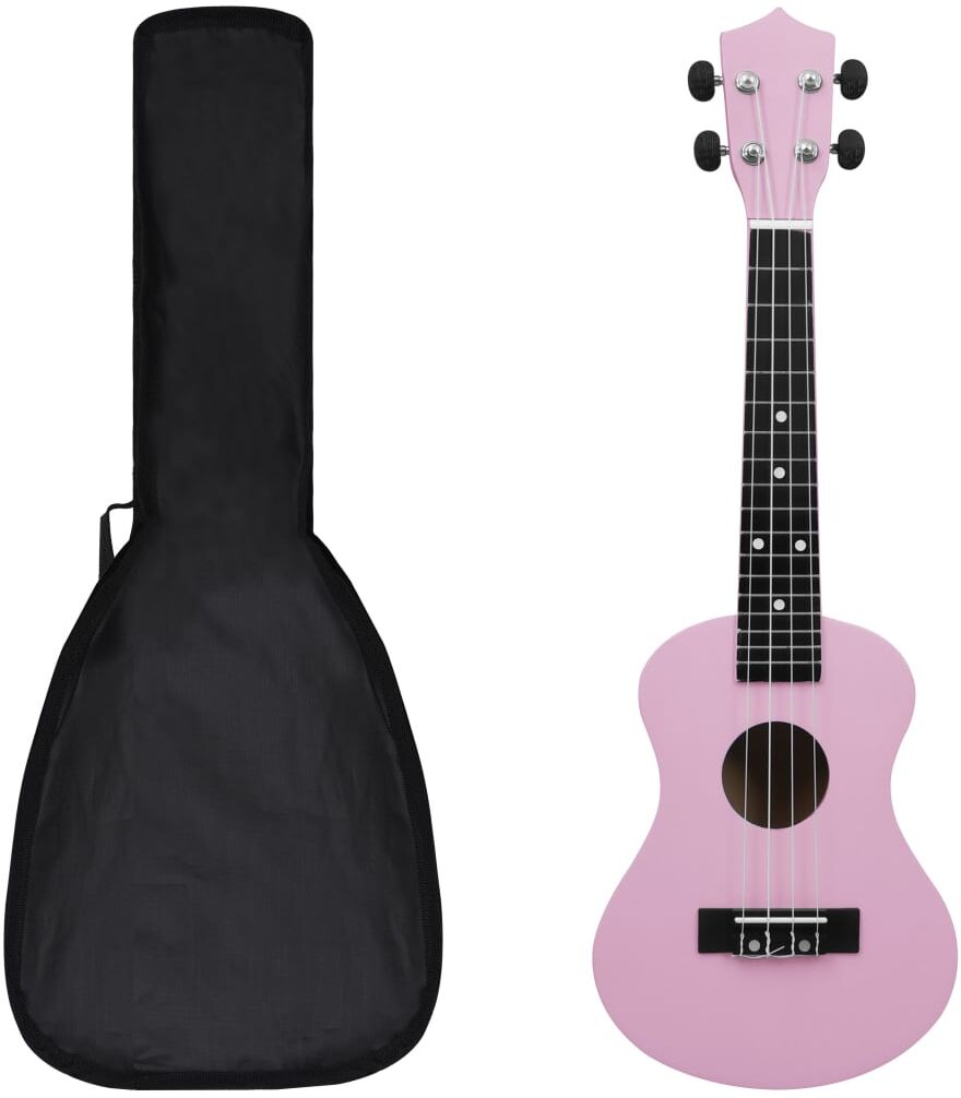 vidaXL Set de ukelele soprano con funda para niños rosa 23"