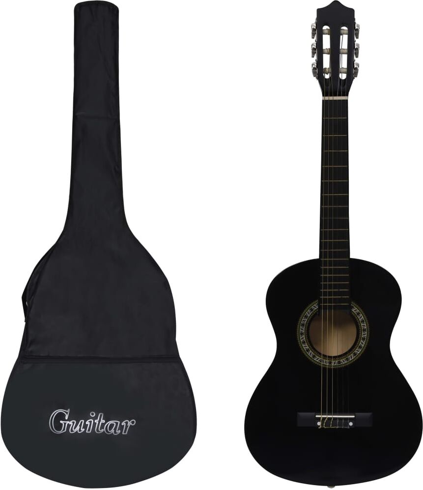 vidaXL Guitarra clásica principiante y niño con funda negro 1/2 34"