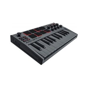 Akai MPKMINI3GREY - Mini clavier USB 25 notes / 8 pads et encodeurs écran LED - Gris - Publicité