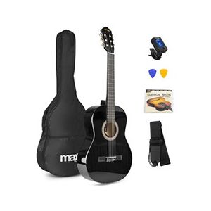 Tronios MAX SoloArt - Guitare classique adulte débutant - Noir, livré avec un tuner, un sac de transport, des médiators et une sangle - Publicité