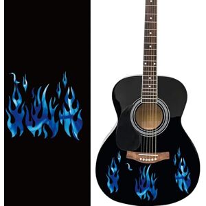 PLIGREAT Blue Flames Guitare Garde Conseil Autocollants Amovible Guitare Tête Autocollant DIY Cadeaux pour Basse Acoustique Décoration Instrument De Musique Fournitures De Magasin - Publicité