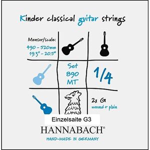 Hannabach cordes de guitare classique série 890 1/4 guitare enfants Mensur: 49-52cm Sol3 - Publicité