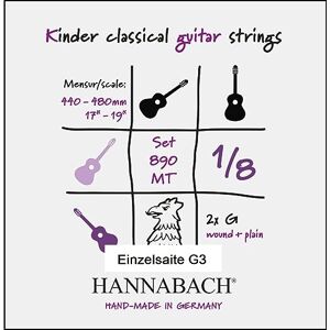 Hannabach cordes de guitare classique série 890 1/8 guitare enfants Mensur: 44-48cm Sol3 - Publicité