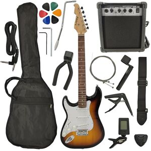 Ambre Pack Guitare Electrique Adulte (Droitier ou Gaucher) + Ampli 15 Watts + Accessoires - Publicité
