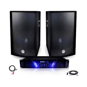 Ibiza Sound Pack Sonorisation Ampli AMP-300 + Enceintes BMS-12 de 2x600W + Câblages