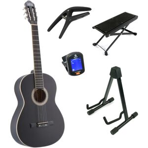 C30BK guitare classique format 4/4 noire + stand + accessoires