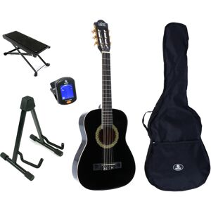 002 BK guitare classique format 3/4 noire + accessoires