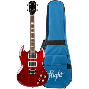 Rock Series Pioneer Cherry Red ukulélé ténor électrique solid body avec housse