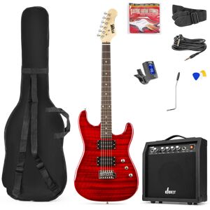Max GigKit Electric Guitar Pack Quilted Style Dark Red - Guitares