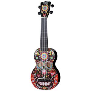 Mahalo Skull Ukulele Day of the Dead Noir avec graphisme t