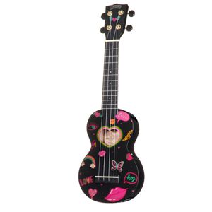 Mahalo Heart Soprano Ukulele Noir avec motif c