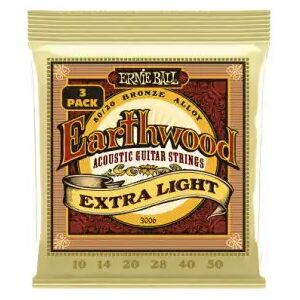 Ernie Ball Jeux de cordes folk 010/ 3006 EARTHWOOD EXTRA LIGHT 10-50 PACK DE 3