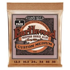 Ernie Ball Jeux de cordes folk 012/ 3543 EARTHWOOD PHOSPHOR BRONZE CUSTOM MEDIUM 12,5-56 PACK DE 3