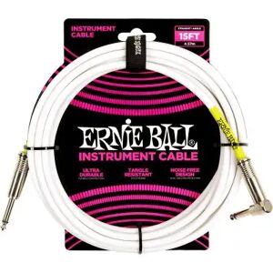 Ernie Ball Cables jack / instrument/ 4.5M JACK MONO MALE VERS JACK MONO MALE COUDE BLANC