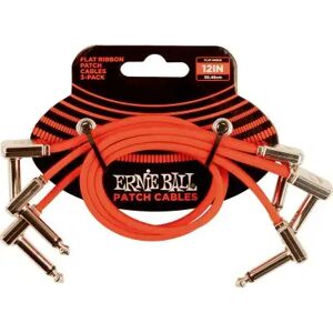 Ernie Ball Cables pour pedales/ CABLES INSTRUMENT PATCH PACK DE 3 - COUDE FIN & PLAT - 30 CM - ROUGE