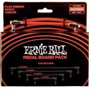 Ernie Ball Cables pour pedales/ PEDALBOARD PACK - 10 PATCHES EN 4 LONGUEURS PANACHEES- COUDE FIN & PLAT - ROUGE