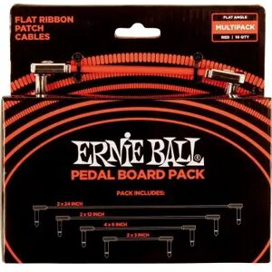 Ernie Ball Câbles pour pédales/ PEDALBOARD PACK - 10 PATCHES EN 4 LONGUEURS PANACHEES- COUDE FIN & PLAT - ROUGE