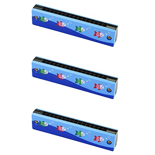 Balawin 3X Houten Harmonica voor Kinderen Muziekinstrumenten 16 Gaten Dubbele Rij Blow Cartoon Houtblazers Mond Harmonica Stijl