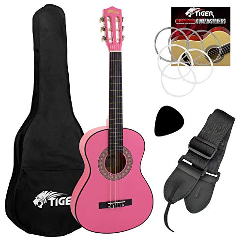 TIGER CLG4-PK 3/4 size klassieke gitaar pack beginners klassieke gitaar pakket met accessoires in roze