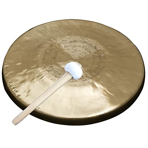 ZDHFFFUK Messing gong gong Kleine Grote gong 30 cm Handgemaakte gong in messing Kapel Opera Percussie-instrument met ronde speelhamersmini gong (Kleur: 30cm Maat:)