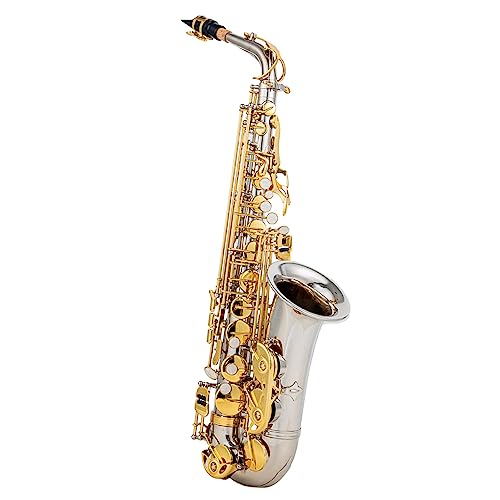 YIWENG Saxofoon, Eb Altsaxofoon Messing E Flat Sax 802 Key Type Houtblazers Instrument met ing Staaf Doek Handschoenen Strap Gewatteerde Case, Eb Altsax