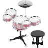 needlid Drumstel voor kinderen, muziekspeelset Jazzmuziekinstrumenten Drumstel, cadeau voor jongens en meisjes(Coral red)