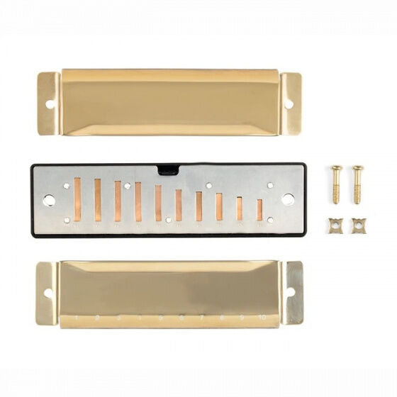 Kikkerland bouwpakket mondharmonica 10,5 x 2,8 cm rvs goud - Goud
