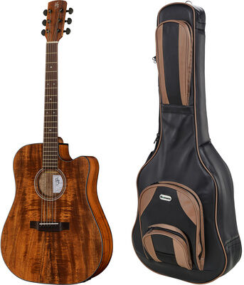 Harley Benton CLD-15CE Flame Koa Exot Bundle