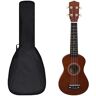 vidaXL Conjunto ukulele soprano infantil c/ saco madeira escura 21"