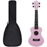 vidaXL Conjunto ukulele soprano infantil com saco 23" rosa